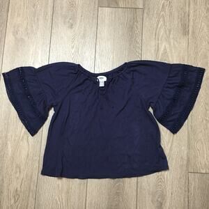 Old Navy Bell-Sleeve Swing Top Navy Small ( 6-7) Tie Top